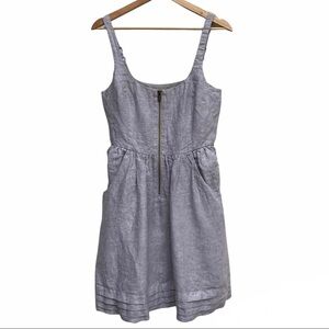 Armani Exchange Grey 100% Linen Front Zip Dress Size 4